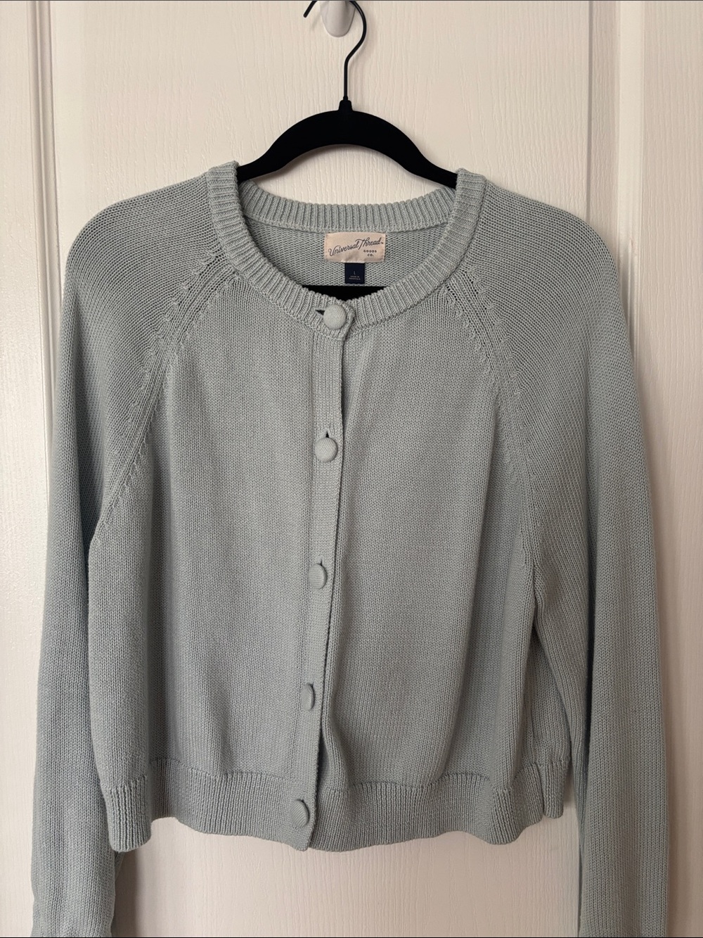 Universal Thread Pale Blue Button-Front Cropped Cardigan